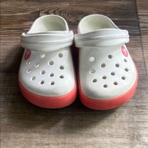 Toddler White and Pink Light up Crocs Size 8